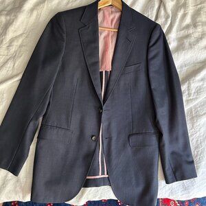 Men's Custom Unstructured Navy Wool Blazer - Knot Standard